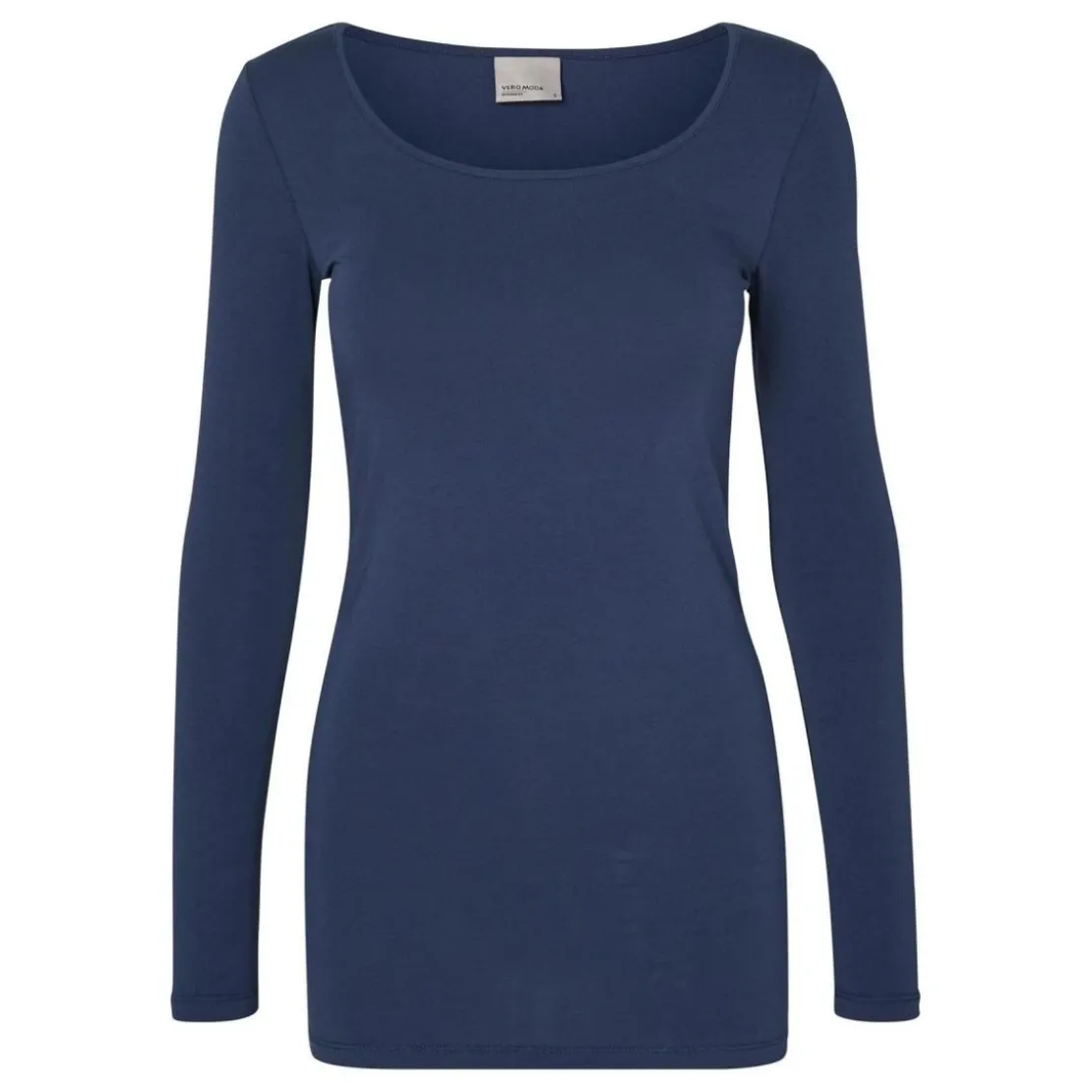 Vero ModaBlouse Regular Fit Col en U Manches longues Extra long bleu