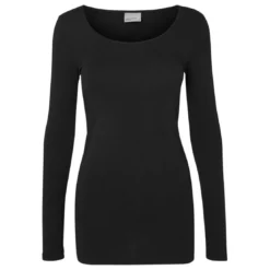 Vero ModaBlouse Regular Fit Col en U Manches longues Extra long noir