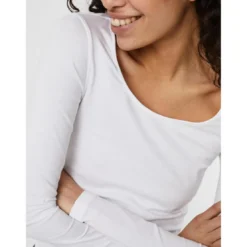 Vero ModaBlouse Regular Fit Col en U Manches longues Extra long blanc