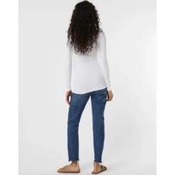 Vero ModaBlouse Regular Fit Col en U Manches longues Extra long blanc