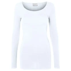 Vero ModaBlouse Regular Fit Col en U Manches longues Extra long blanc