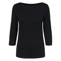 Vero ModaBlouse Regular Fit Col bateau Manches 3/4 Longueur regular noir