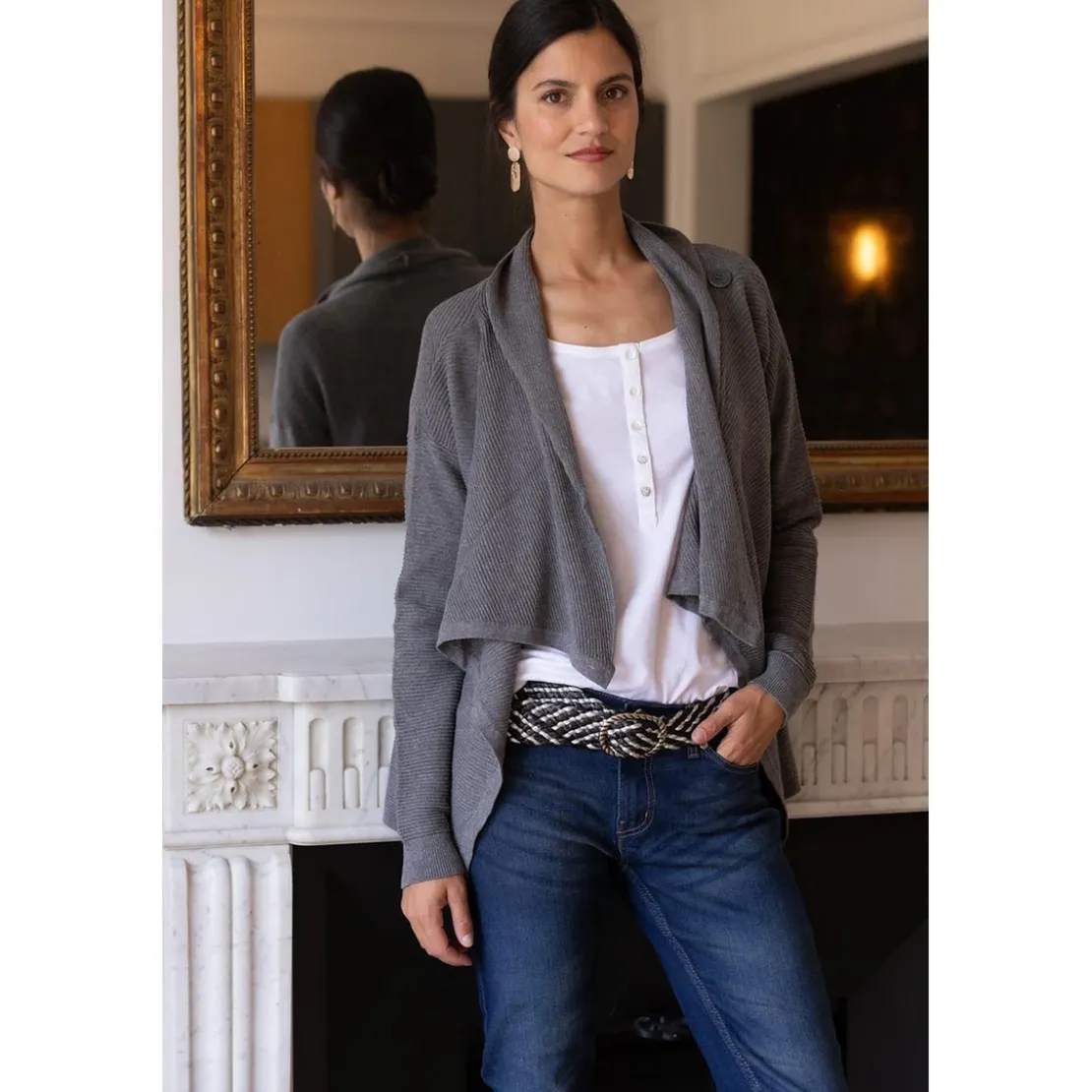 Vero ModaCardigan ouvert gris en viscose