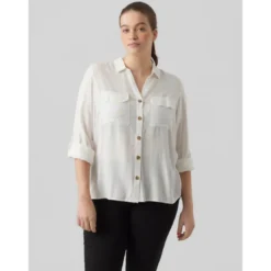 Vero ModaChemise à manches avec revers - Blanc en viscose