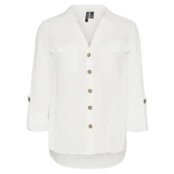 Vero ModaChemise Regular Fit Col chemise Manches longues Longueur regular blanc en viscose Yas