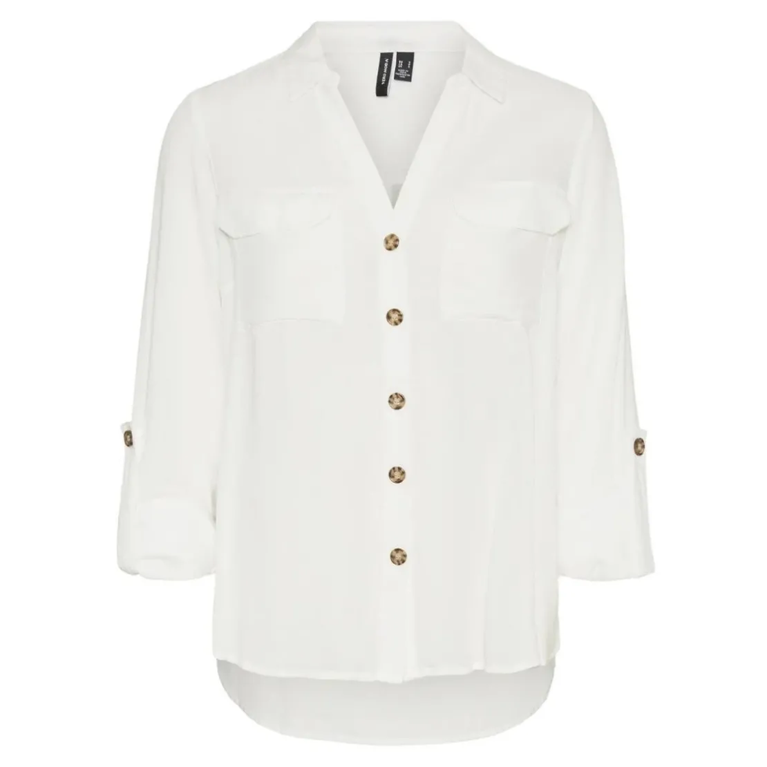 Vero ModaChemise Regular Fit Col chemise Manches longues Longueur regular blanc en viscose Yas