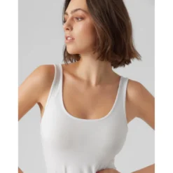 Vero ModaDébardeur Regular Fit Col en U Sans manches Extra long noir blanc