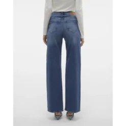 Vero ModaJean à coupe large fermeture à boutons et à glissière taille haute bleu en coton Maud