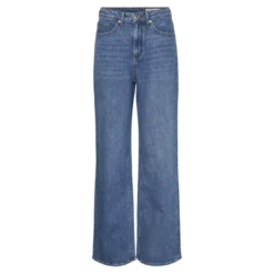 Vero ModaJean à coupe large fermeture à boutons et à glissière taille haute bleu en coton Maud