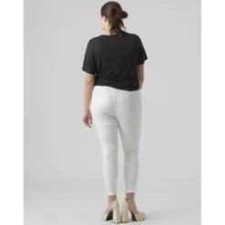 Vero ModaJean fermeture à bouton et fermeture éclair cachée taille haute blanc en coton Maya