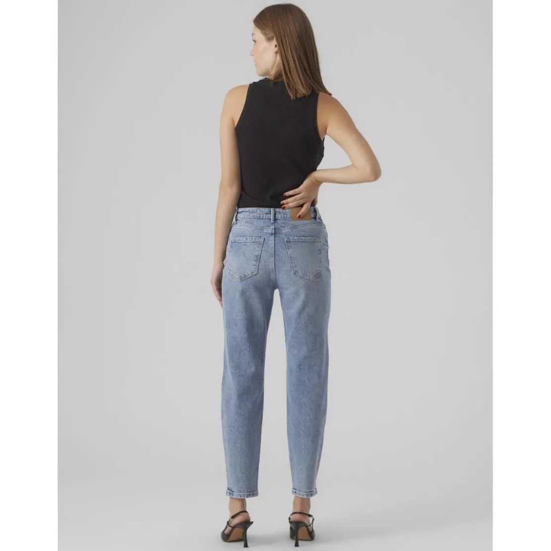 Vero ModaJean mom taille haute bleu clair en coton Joy