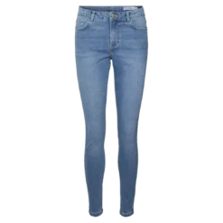 Vero ModaJean skinny fermeture à boutons et à glissière taille moyenne bleu en coton Nea