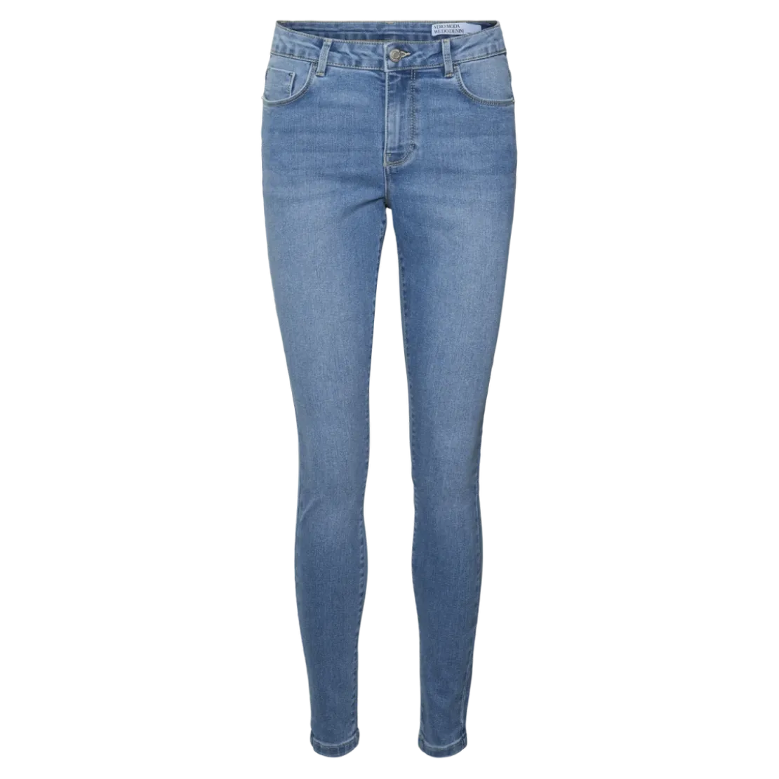 Vero ModaJean skinny fermeture à boutons et à glissière taille moyenne bleu en coton Nea