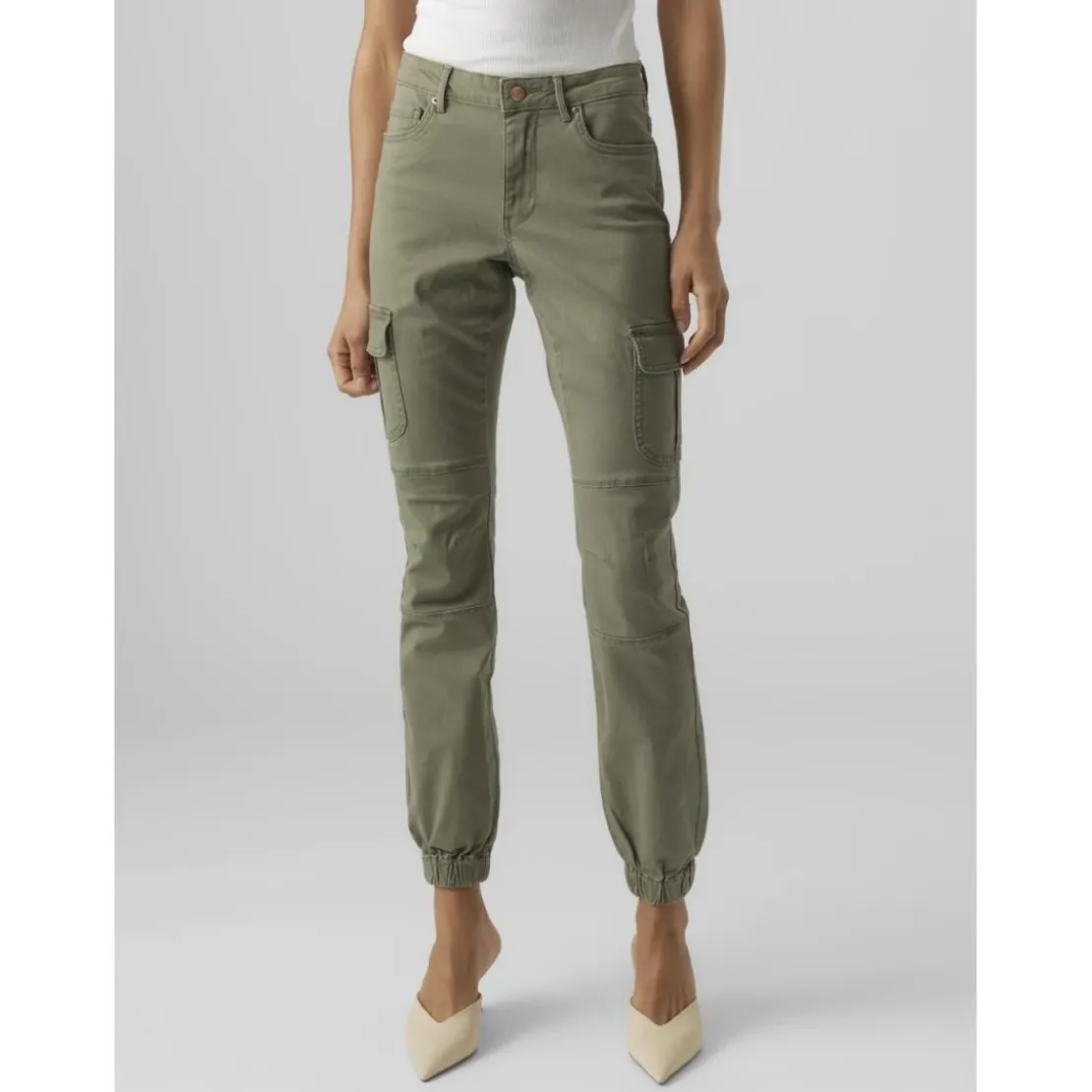 Vero ModaJean slim taille moyenne vert foncé en coton