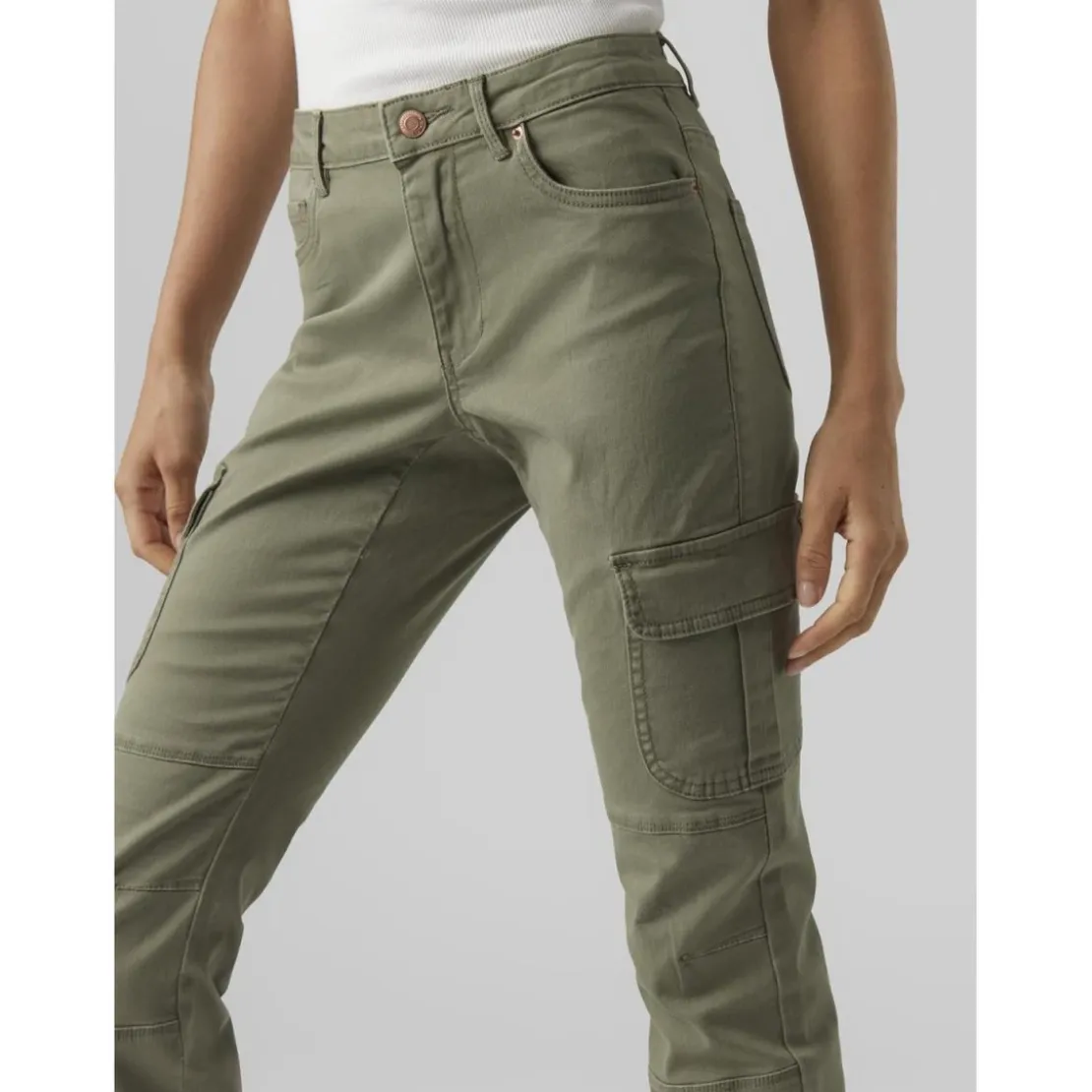 Vero ModaJean slim taille moyenne vert foncé en coton