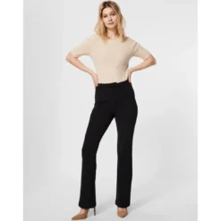 Vero ModaPantalon Flared Fit Taille moyenne noir Eden
