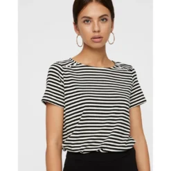 Vero ModaPantalon Flared Fit Taille moyenne noir en viscose