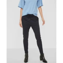 Vero ModaPantalon Loose Fit Taille moyenne Pleine longueur bleu en viscose Zola