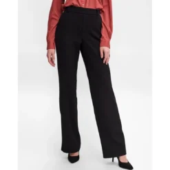 Vero ModaPantalon Straight Fit Taille moyenne Pleine longueur noir Alia