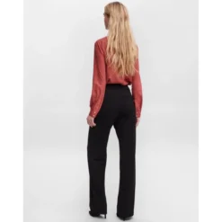 Vero ModaPantalon Straight Fit Taille moyenne Pleine longueur noir Alia