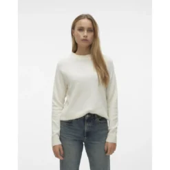 Vero ModaPull col rond manches longues blanc Louise