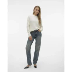 Vero ModaPull col rond manches longues blanc Louise