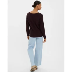 Vero ModaPull en maille Col en V Manches longues rouge