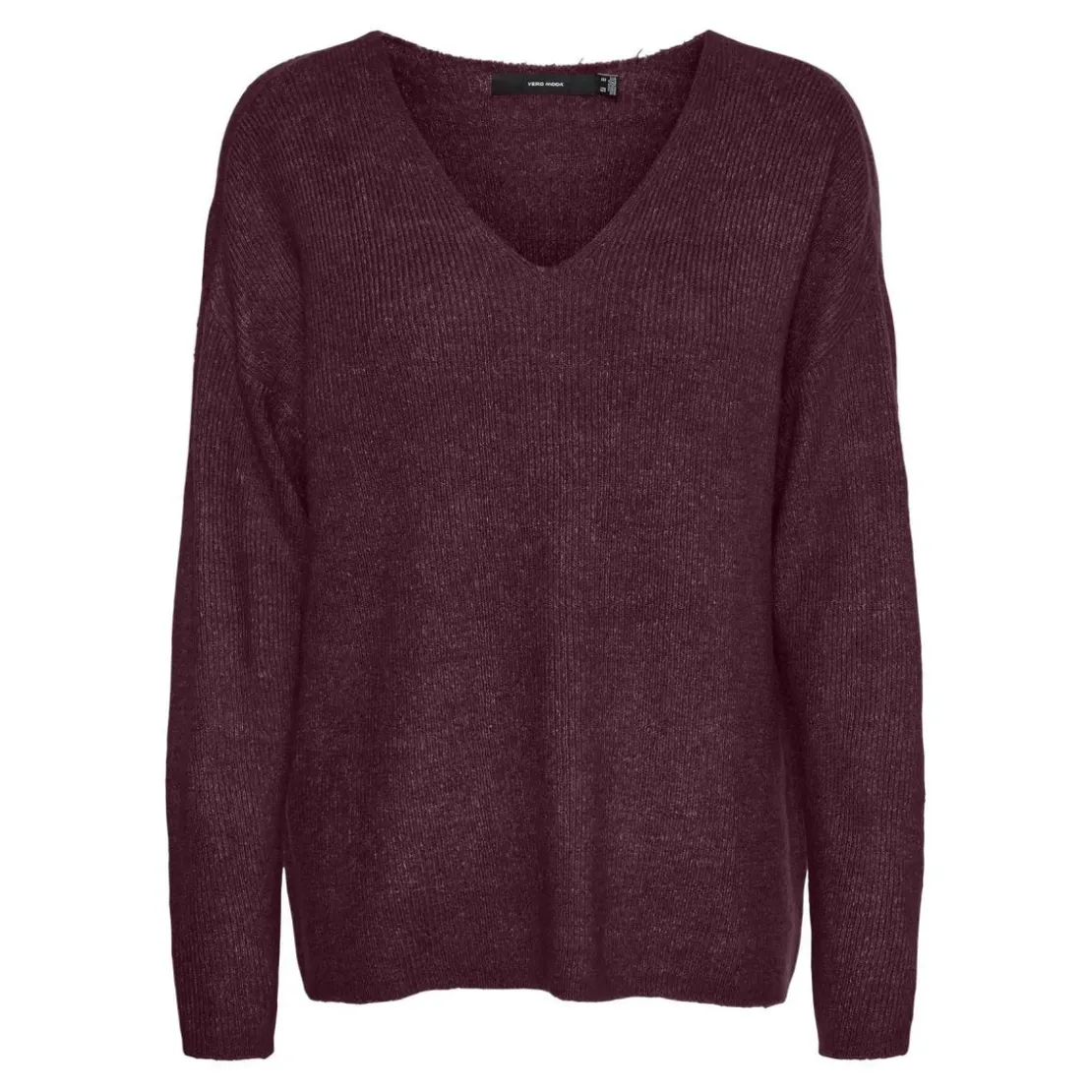 Vero ModaPull en maille Col en V Manches longues rouge