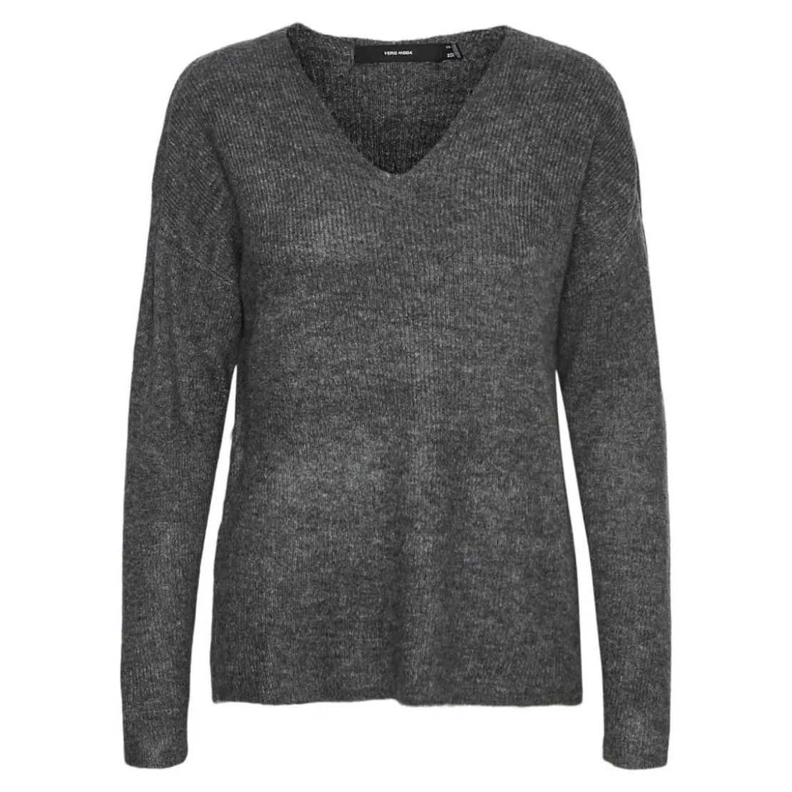 Vero ModaPull en maille Col en V Manches longues gris Sofia