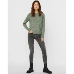 Vero ModaPull en maille Col rond Manches longues vert Zola