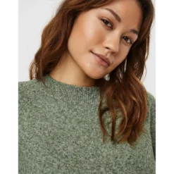 Vero ModaPull en maille Col rond Manches longues vert Zola