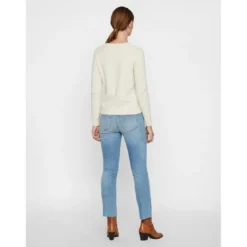 Vero ModaPull en maille Col rond Manches longues beige Ruth