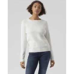 Vero ModaPull en maille col rond blanc