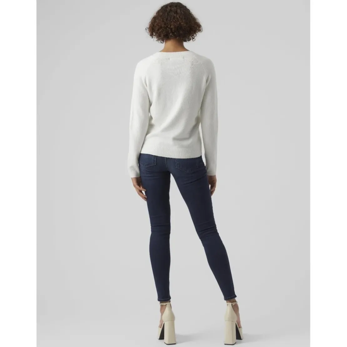 Vero ModaPull en maille col rond blanc