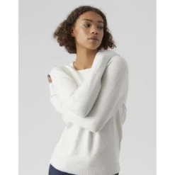 Vero ModaPull en maille col rond blanc