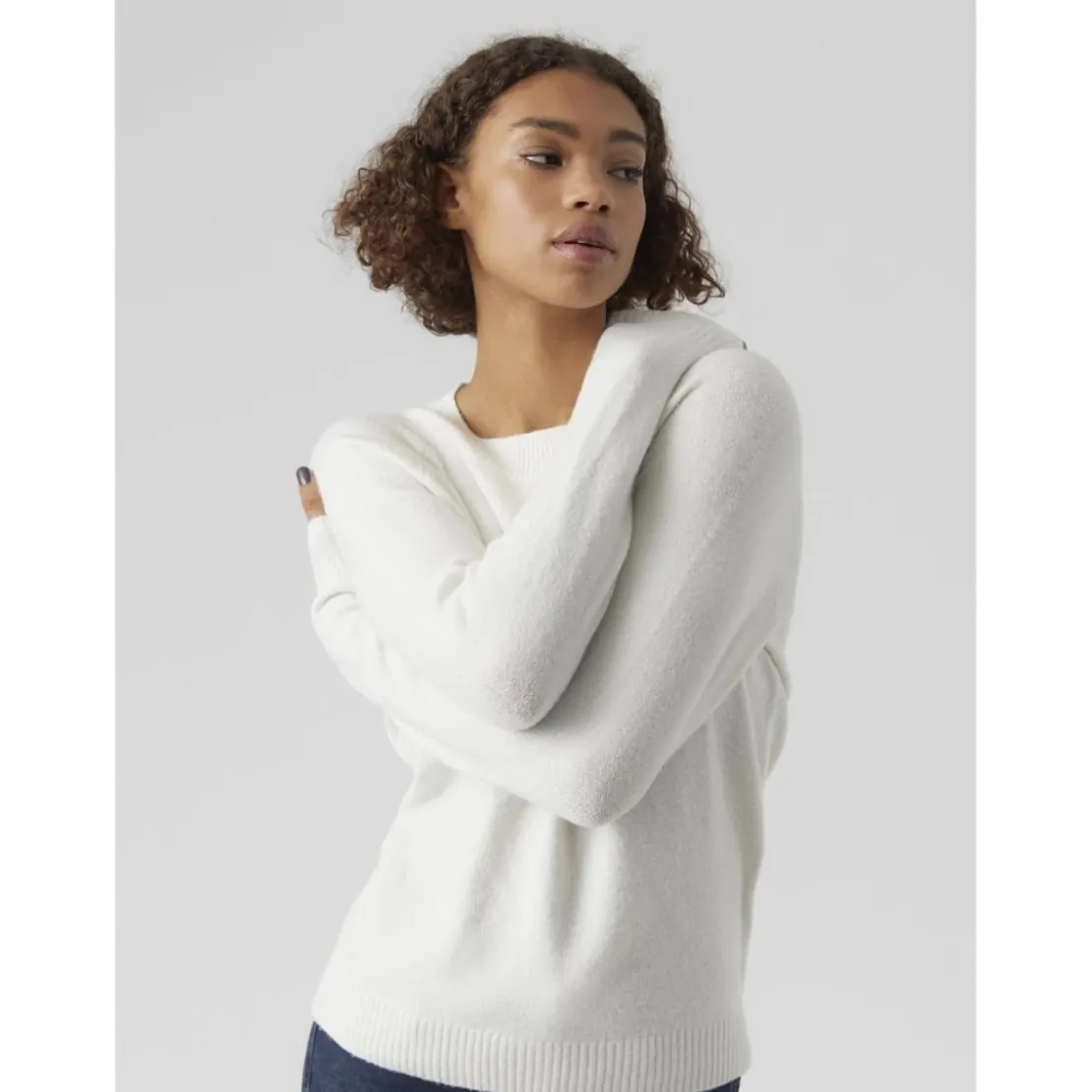 Vero ModaPull en maille col rond blanc