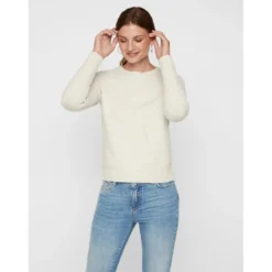 Vero ModaPull en maille Col rond Manches longues gris Lana