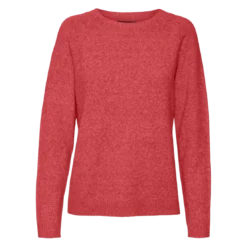 Vero ModaPull en maille col rond manches classiques manches longues rose Yara