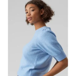 Vero ModaPull en maille Col rond Manches 2/4 bleu