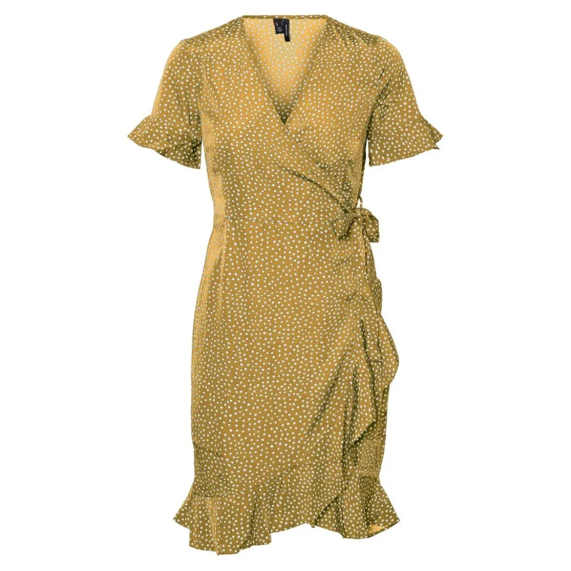 Vero ModaRobe courte Regular Fit Imprimé all over Col en V Manches 2/4 jaune