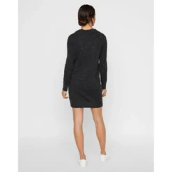 Vero ModaRobe en maille Relaxed Fit Col rond Manches longues Au-dessus du genou noir
