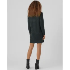 Vero ModaRobe en maille Relaxed Fit Col rond Manches longues Au-dessus du genou vert