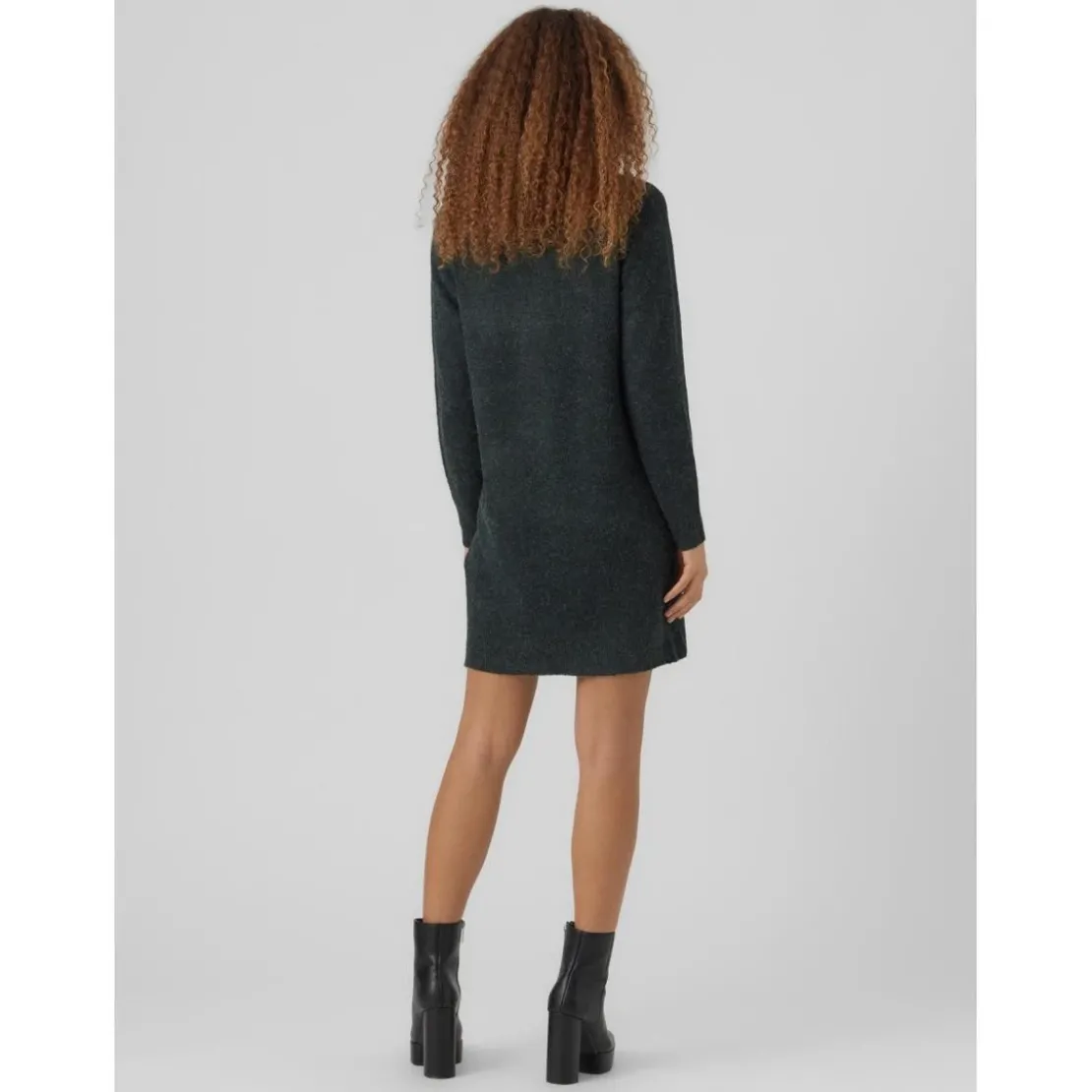 Vero ModaRobe en maille Relaxed Fit Col rond Manches longues Au-dessus du genou vert