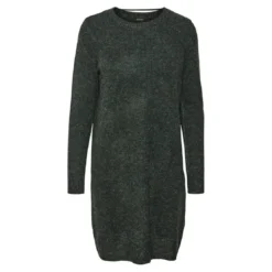 Vero ModaRobe en maille Relaxed Fit Col rond Manches longues Au-dessus du genou vert