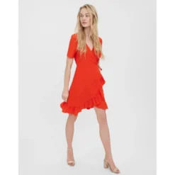 Vero ModaRobe Regular Fit Col rond Manches courtes orange