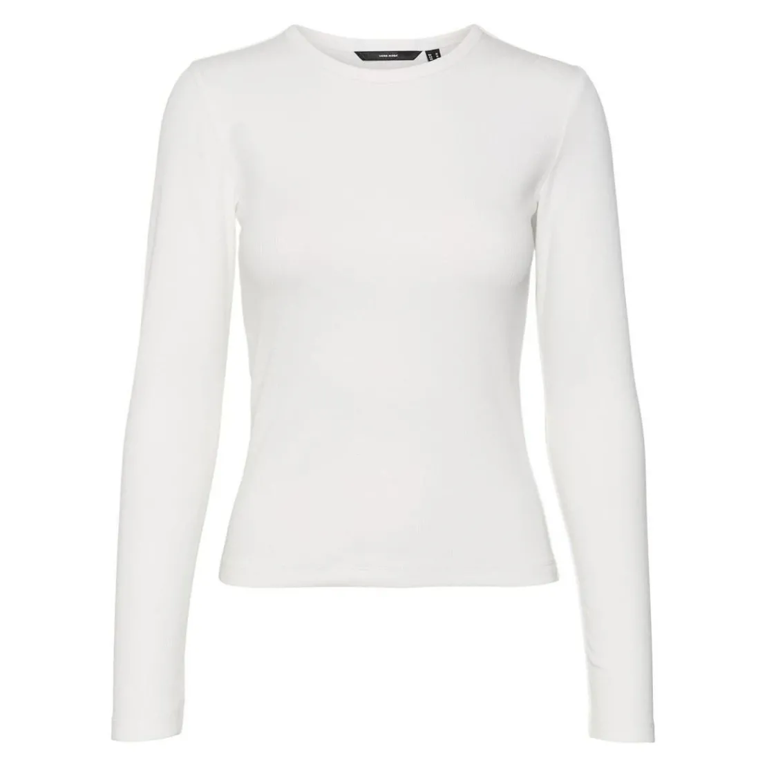 Vero ModaTee shirt manches longues et col rond en coton blanc Ruth