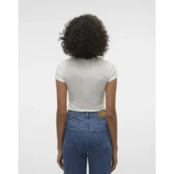 Vero ModaTop col rond blanc Esme en coton