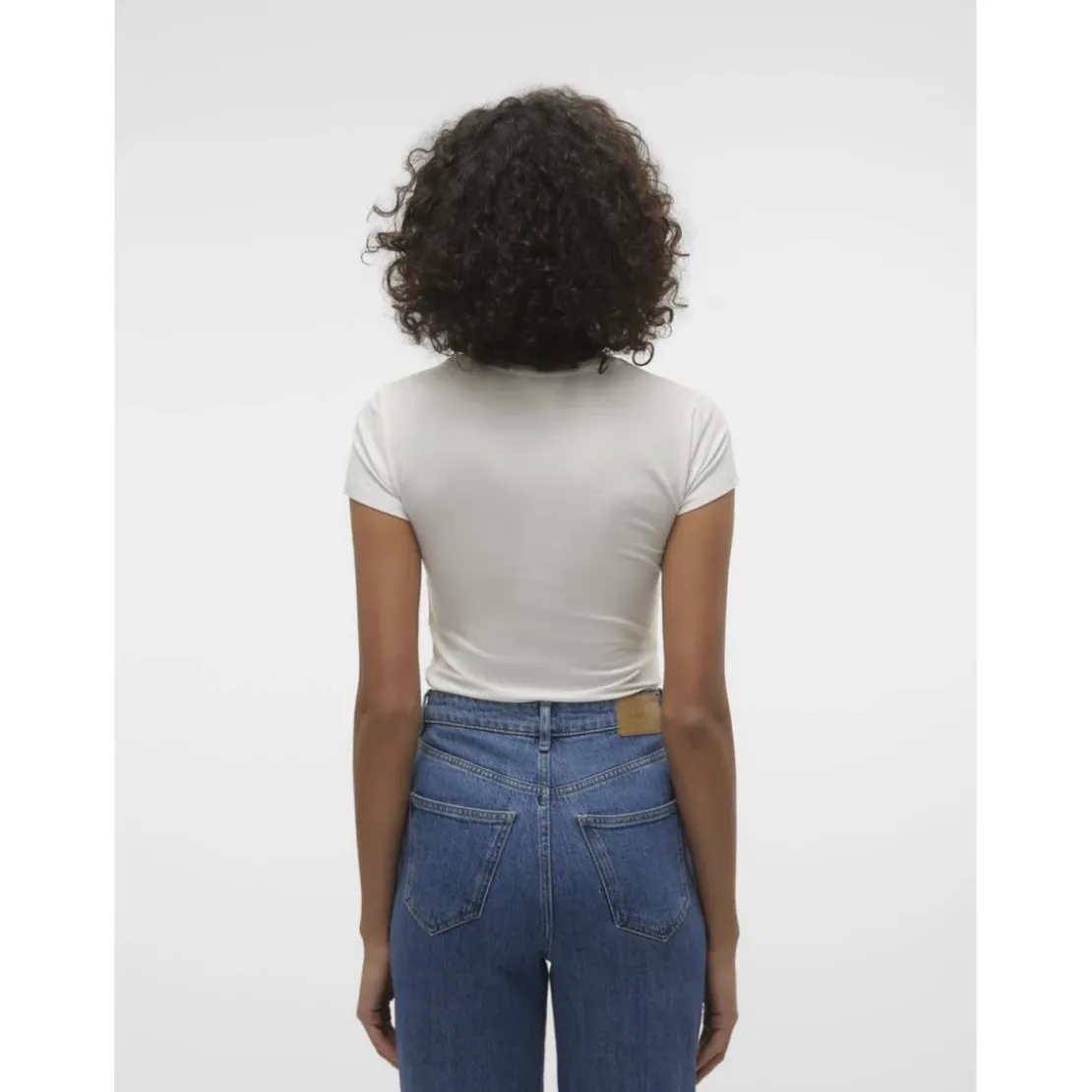 Vero ModaTop col rond blanc Esme en coton