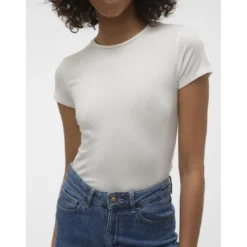 Vero ModaTop col rond blanc Esme en coton