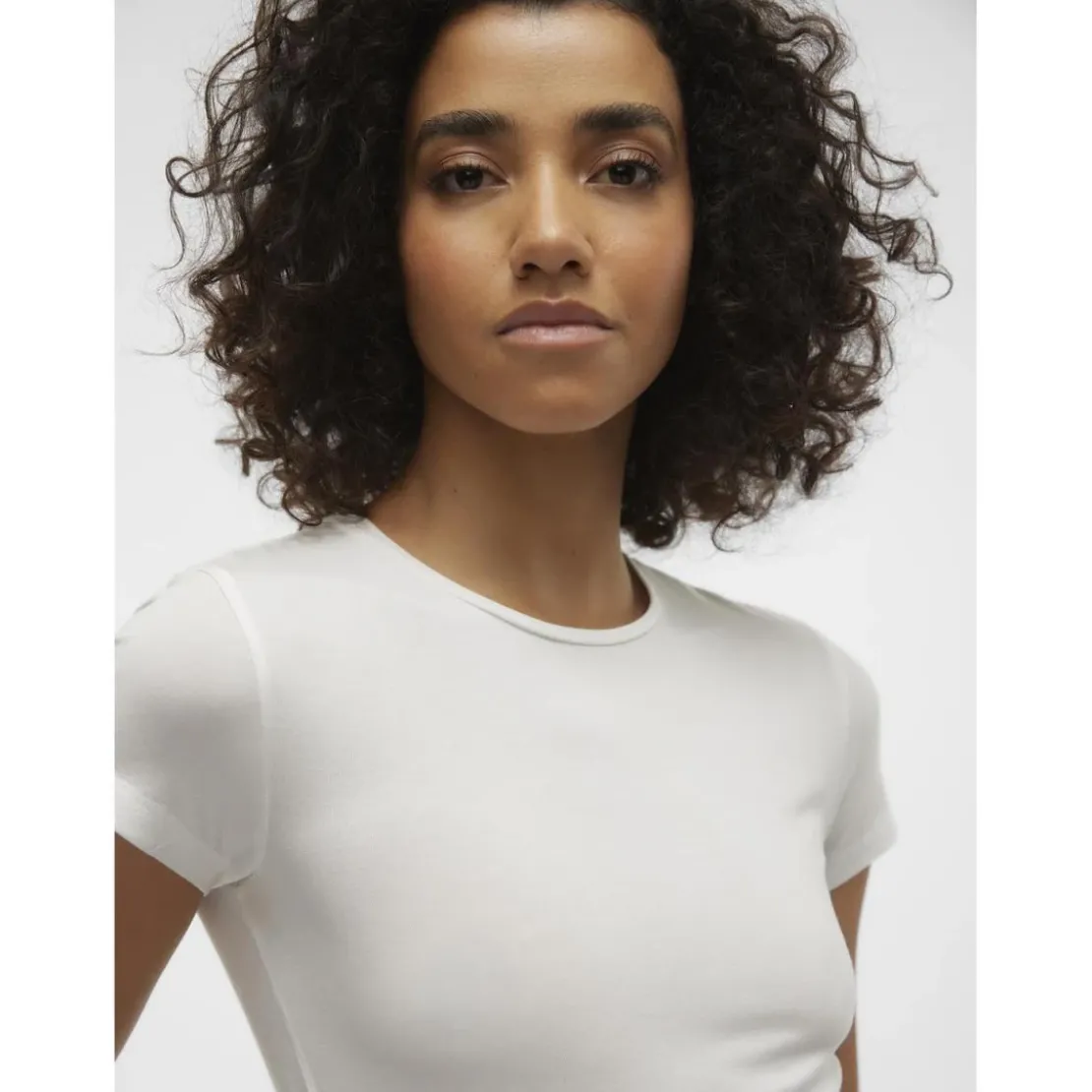 Vero ModaTop col rond blanc Esme en coton